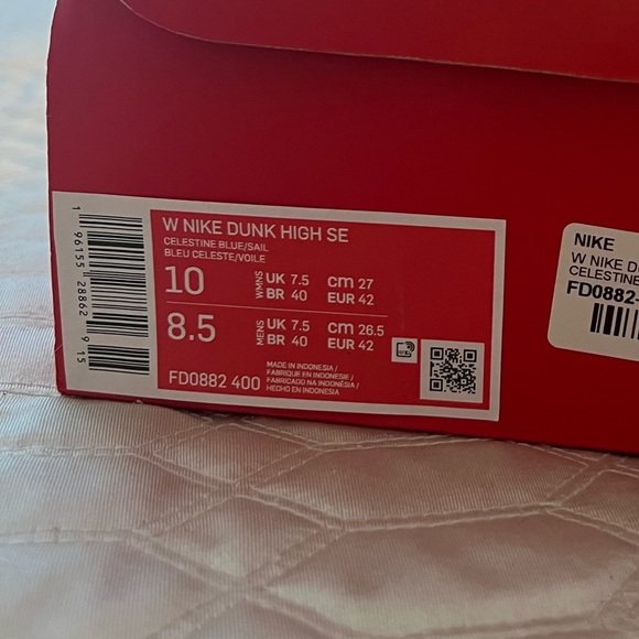 Nike Dunks high top in Celestine blue cloud women’s size 10 like new - Picture 4 of 4